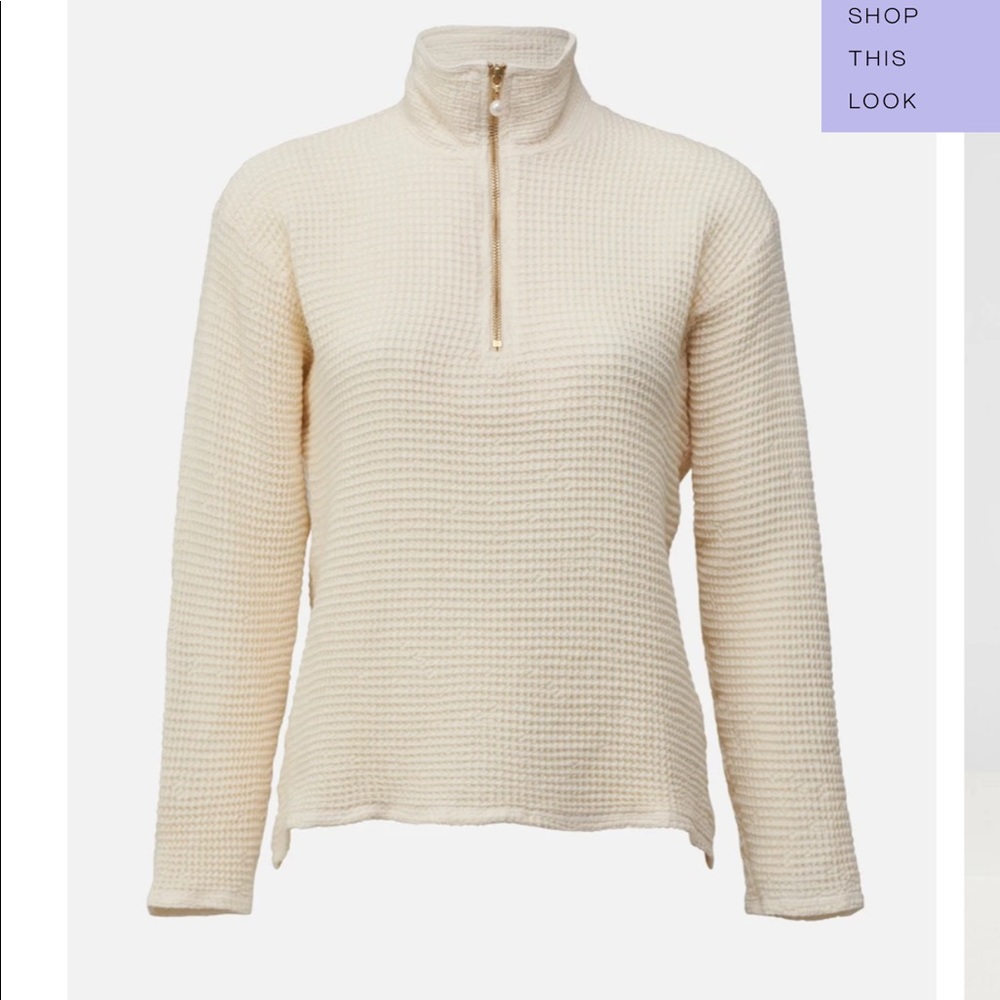 Donni Cream Waffle Quarter Zip